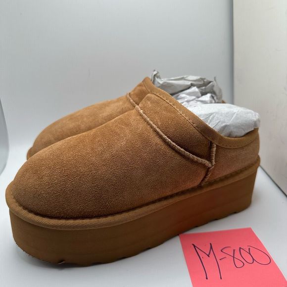 CUSHIONAIRE Women's Genuine Suede Cozy Mule Platform +Memory Foam 7.5 CHESTNUT - Picture 3 of 7